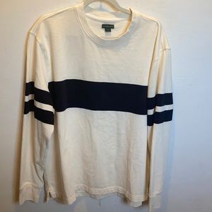 JCREW pullover cream and navy striped long sleeve size L NWOT